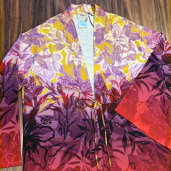 Fuzzi Long Gradient Print Satin Kimono - Picture 5 of 16